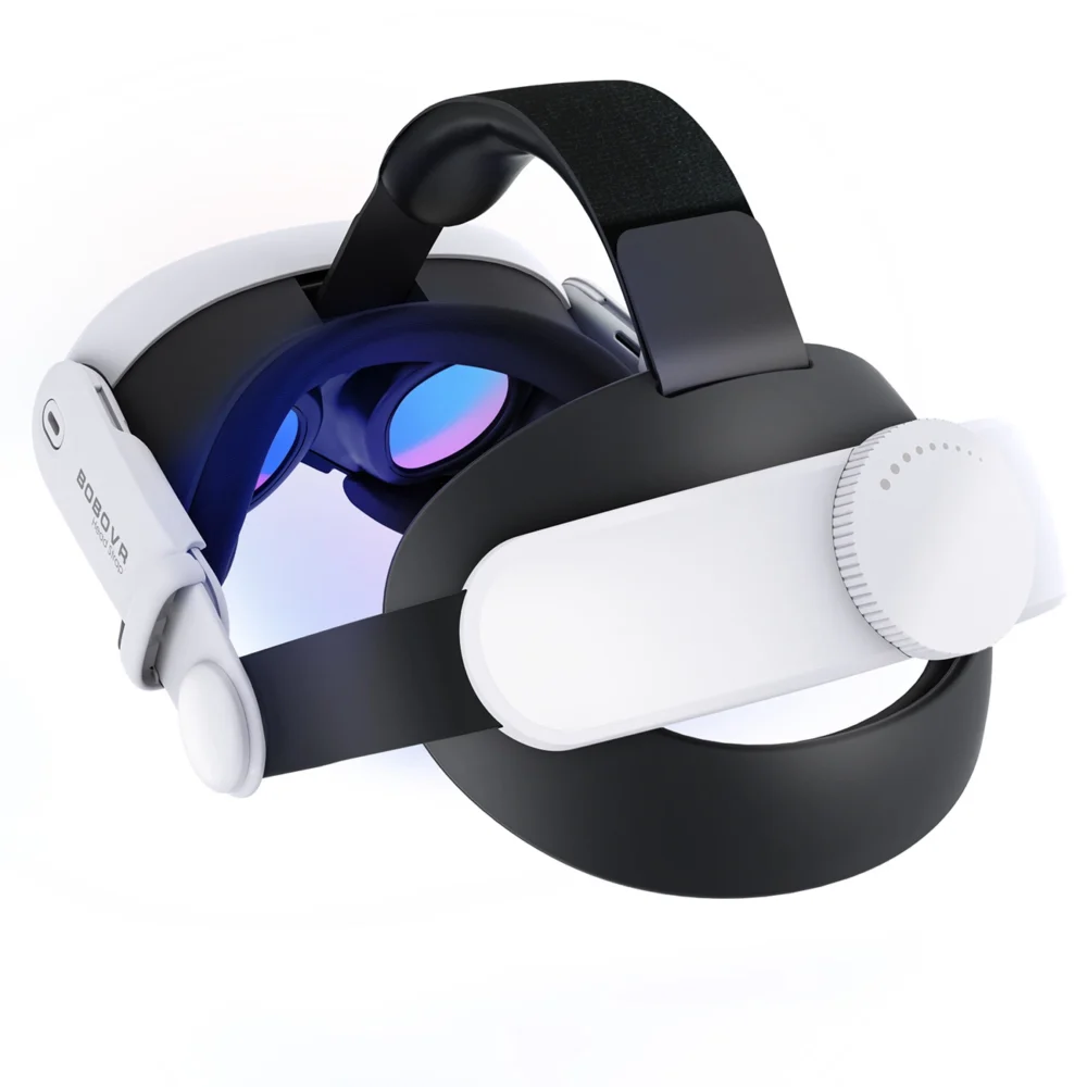 BoboVR M3 Mini strain relief strap for Meta Quest 3 VR goggles - white and blackeng