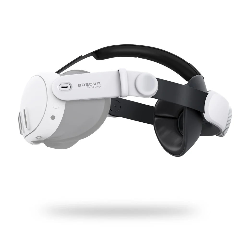 BoboVR M3 Mini strain relief strap for Meta Quest 3 VR goggles - white and blackeng