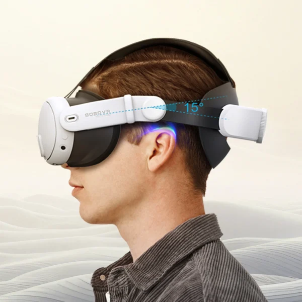 BoboVR M3 Mini strain relief strap for Meta Quest 3 VR goggles - white and blackeng