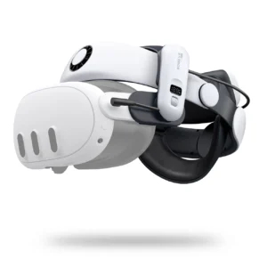 BoboVR S3 Pro strain relief strap for Meta Quest 3 VR goggles + B100 external battery - white and blackeng