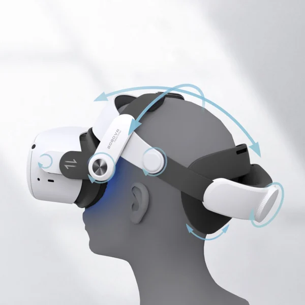BoboVR M2+ strain relief strap for Meta Quest 2 VR goggles - white and blackeng
