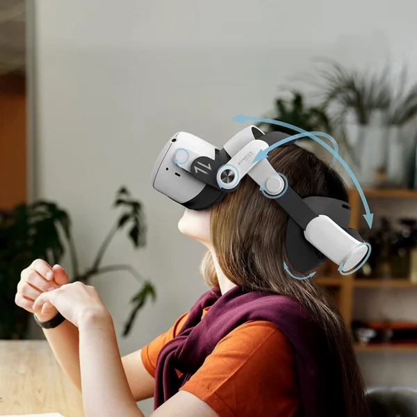 BoboVR M2+ strain relief strap for Meta Quest 2 VR goggles - white and blackeng