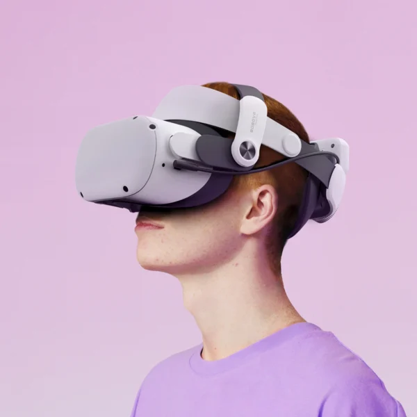 BoboVR M2 Pro+ strain relief strap for Meta Quest 2 VR goggles + B2 external battery - white and blackeng