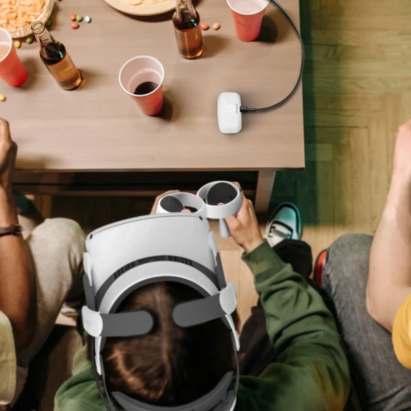 BoboVR M2 Pro+ strain relief strap for Meta Quest 2 VR goggles + B2 external battery - white and blackeng