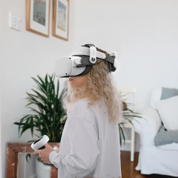 BoboVR M2 Pro+ strain relief strap for Meta Quest 2 VR goggles + B2 external battery - white and blackeng