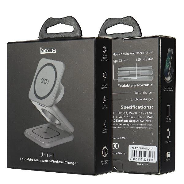Audi Big Logo foldable inductive charger 3in1 0 - grayeng