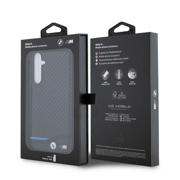 BMW Leather Carbon case for Samsung Galaxy A55 - blackeng