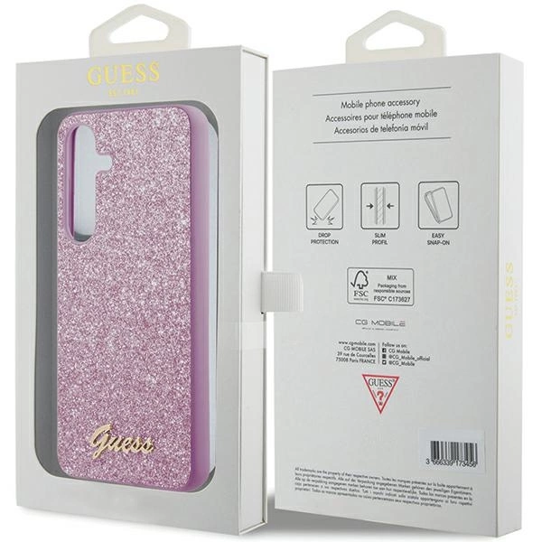 Guess Glitter Script case for Samsung Galaxy S24+ - purpleeng