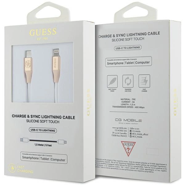 Guess Ebossed Logo USB-C / Lightning cable 1.5m fast charging - goldeng