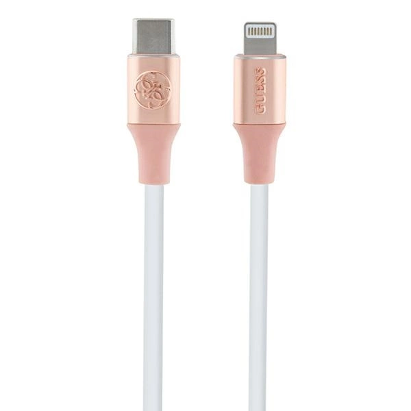 Guess Ebossed Logo USB-C / Lightning Cable 1.5m Fast Charging - Pinkeng