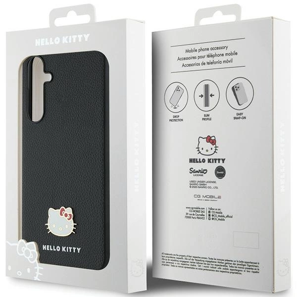 Hello Kitty Metal Logo Kitty Head case for Samsung Galaxy A55 - blackeng