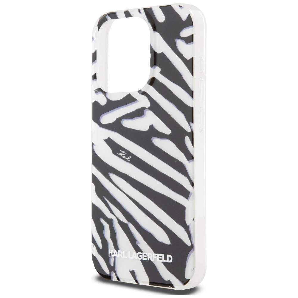Karl Lagerfeld IML Zebra Pattern & Cord case for iPhone 15 Pro - blackeng