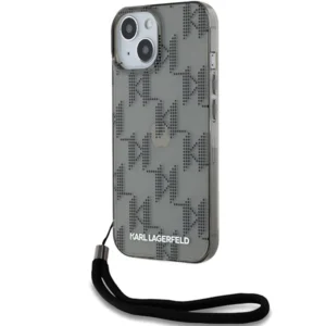 Karl Lagerfeld IML Mono KL Pattern & Cord case for iPhone 15 / 14 / 13 - blackeng