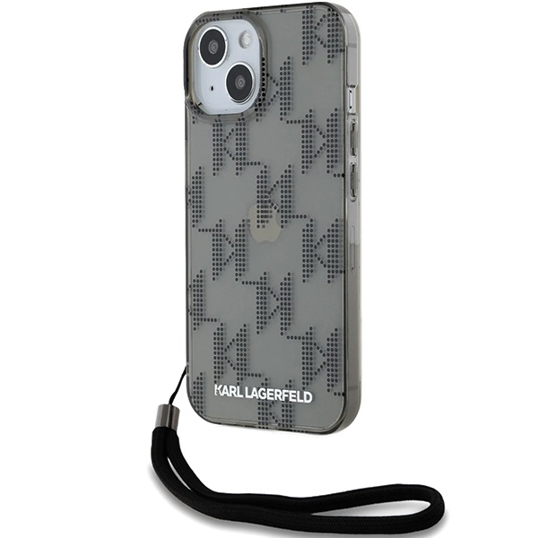 Karl Lagerfeld IML Mono KL Pattern & Cord case for iPhone 15 / 14 / 13 - blackeng