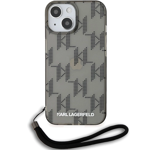 Karl Lagerfeld IML Mono KL Pattern & Cord case for iPhone 15 / 14 / 13 - blackeng