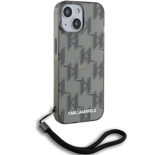 Karl Lagerfeld IML Mono KL Pattern & Cord case for iPhone 15 / 14 / 13 - blackeng
