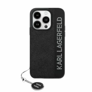 Karl Lagerfeld Saffiano Rhinestones & Charm case for iPhone 15 / 14 / 13 - blackeng