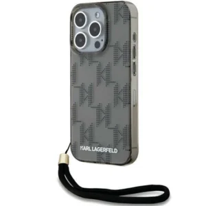Karl Lagerfeld IML Mono KL Pattern & Cord case for iPhone 15 Pro Max - blackeng