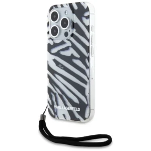 Karl Lagerfeld IML Zebra Pattern & Cord case for iPhone 15 Pro Max - blackeng