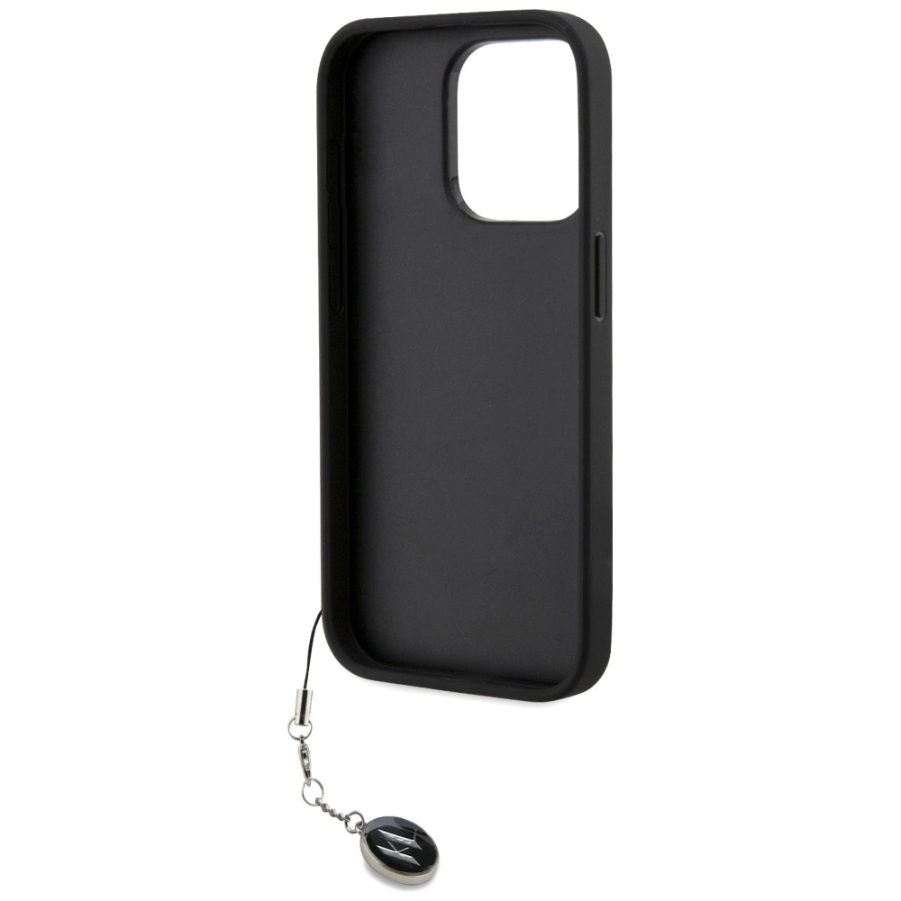 Karl Lagerfeld Saffiano Rhinestones & Charm case for iPhone 15 Pro Max - blackeng