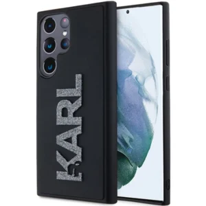 Karl Lagerfeld 3D Rubber Glitter Logo case for Samsung Galaxy S24 Ultra - blackeng