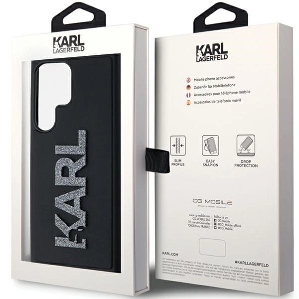 Karl Lagerfeld 3D Rubber Glitter Logo case for Samsung Galaxy S24 Ultra - blackeng