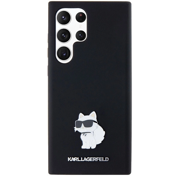 Karl Lagerfeld Silicone Choupette Metal Pin case for Samsung Galaxy S24 Ultra - blackeng