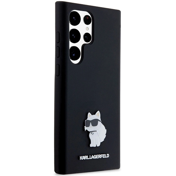 Karl Lagerfeld Silicone Choupette Metal Pin case for Samsung Galaxy S24 Ultra - blackeng