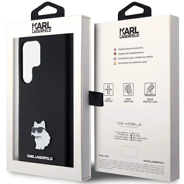 Karl Lagerfeld Silicone Choupette Metal Pin case for Samsung Galaxy S24 Ultra - blackeng