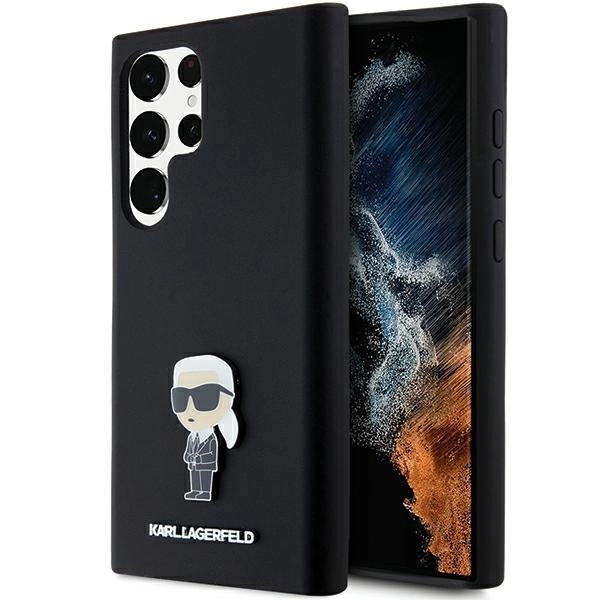 Karl Lagerfeld Silicone Ikonik Metal Pin case for Samsung Galaxy S24 Ultra - blackeng