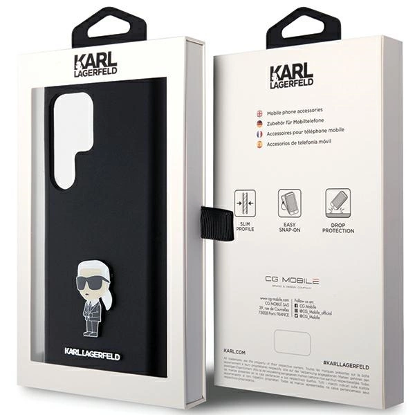 Karl Lagerfeld Silicone Ikonik Metal Pin case for Samsung Galaxy S24 Ultra - blackeng