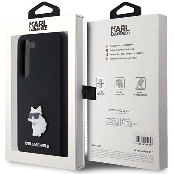 Karl Lagerfeld Silicone Choupette Metal Pin case for Samsung Galaxy S24 - blackeng