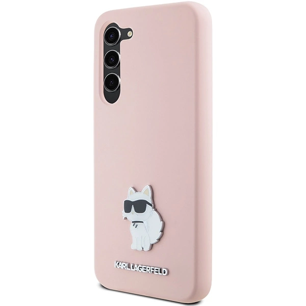 Karl Lagerfeld Silicone Choupette Metal Pin case for Samsung Galaxy S24 - pinkeng