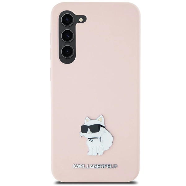 Karl Lagerfeld Silicone Choupette Metal Pin case for Samsung Galaxy S24 - pinkeng