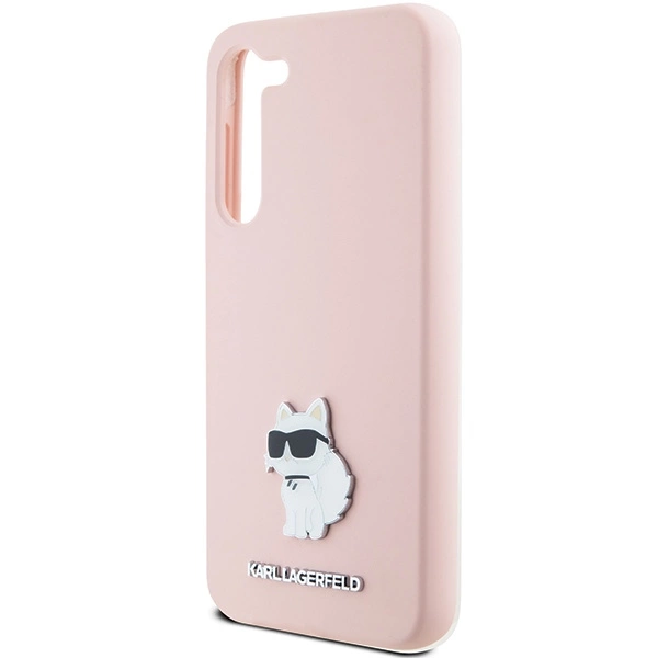 Karl Lagerfeld Silicone Choupette Metal Pin case for Samsung Galaxy S24 - pinkeng