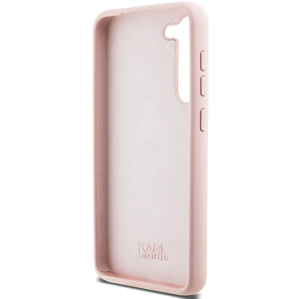 Karl Lagerfeld Silicone Choupette Metal Pin case for Samsung Galaxy S24 - pinkeng