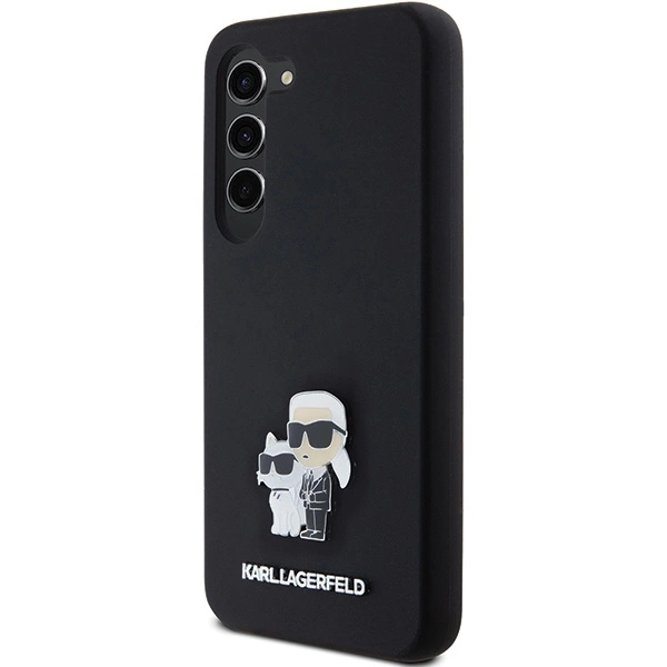 Karl Lagerfeld Silicone Karl&Choupette Metal Pin case for Samsung Galaxy S24 - blackeng