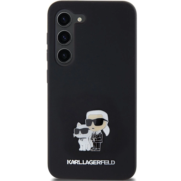 Karl Lagerfeld Silicone Karl&Choupette Metal Pin case for Samsung Galaxy S24 - blackeng
