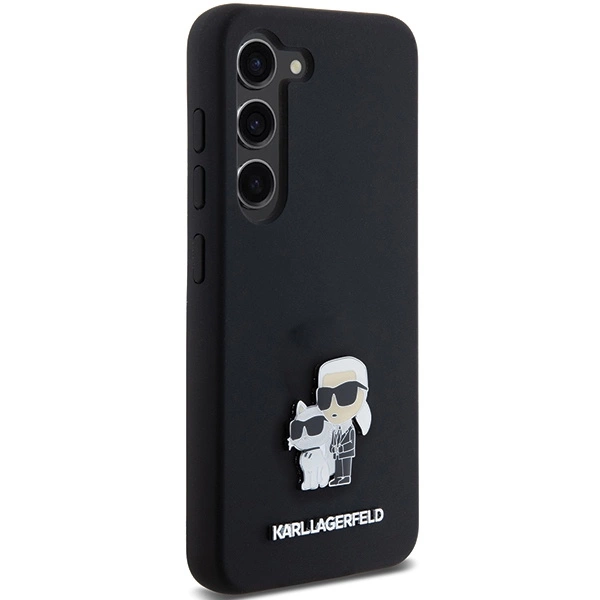 Karl Lagerfeld Silicone Karl&Choupette Metal Pin case for Samsung Galaxy S24 - blackeng
