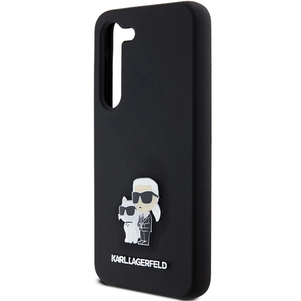 Karl Lagerfeld Silicone Karl&Choupette Metal Pin case for Samsung Galaxy S24 - blackeng