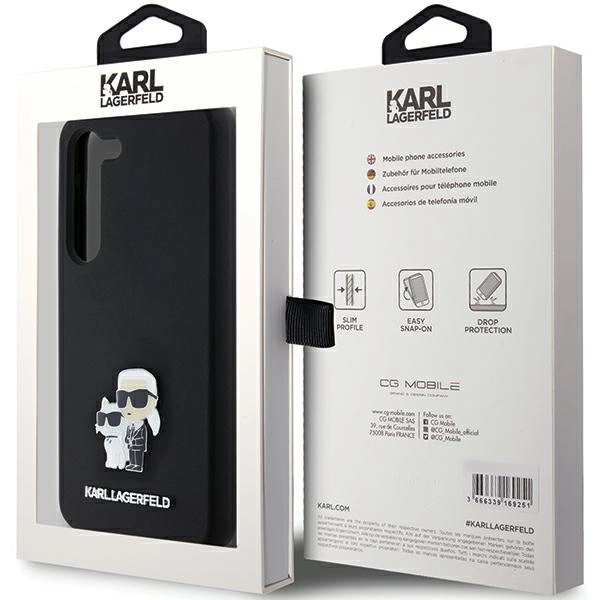Karl Lagerfeld Silicone Karl&Choupette Metal Pin case for Samsung Galaxy S24 - blackeng