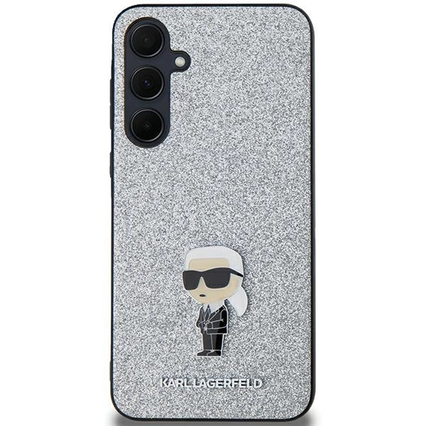 Karl Lagerfeld Fixed Glitter Ikonik Logo Metal Pin case for Samsung Galaxy A35 - silvereng