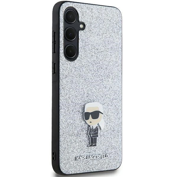 Karl Lagerfeld Fixed Glitter Ikonik Logo Metal Pin case for Samsung Galaxy A35 - silvereng