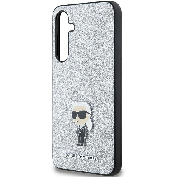 Karl Lagerfeld Fixed Glitter Ikonik Logo Metal Pin case for Samsung Galaxy A35 - silvereng