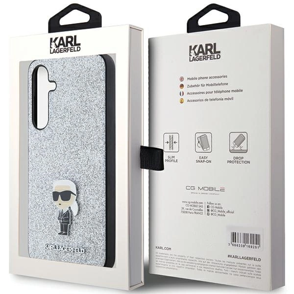 Karl Lagerfeld Fixed Glitter Ikonik Logo Metal Pin case for Samsung Galaxy A35 - silvereng