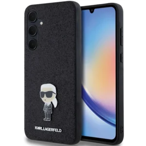 Karl Lagerfeld Fixed Glitter Ikonik Logo Metal Pin case for Samsung Galaxy A35 - blackeng