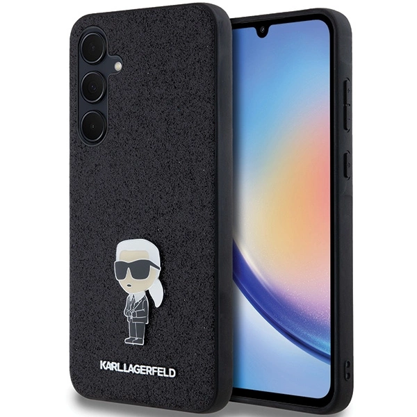 Karl Lagerfeld Fixed Glitter Ikonik Logo Metal Pin case for Samsung Galaxy A35 - blackeng