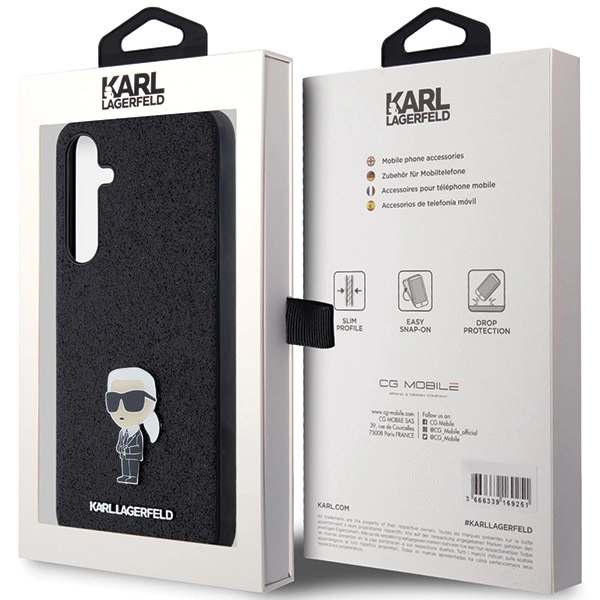 Karl Lagerfeld Fixed Glitter Ikonik Logo Metal Pin case for Samsung Galaxy A35 - blackeng