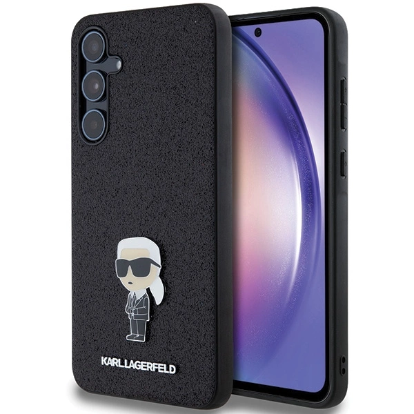 Karl Lagerfeld Fixed Glitter Ikonik Logo Metal Pin case for Samsung Galaxy A55 - blackeng