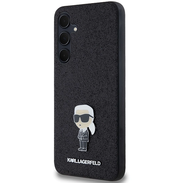 Karl Lagerfeld Fixed Glitter Ikonik Logo Metal Pin case for Samsung Galaxy A55 - blackeng